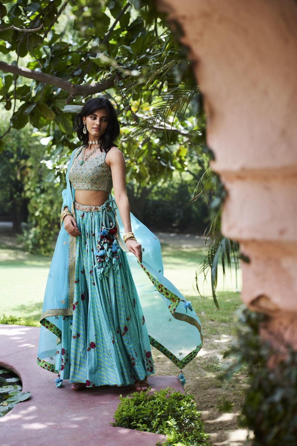 Turquoise  Lehenga Set