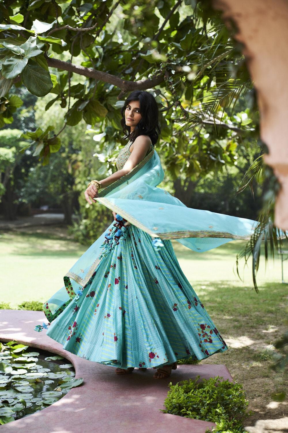 Turquoise  Lehenga Set