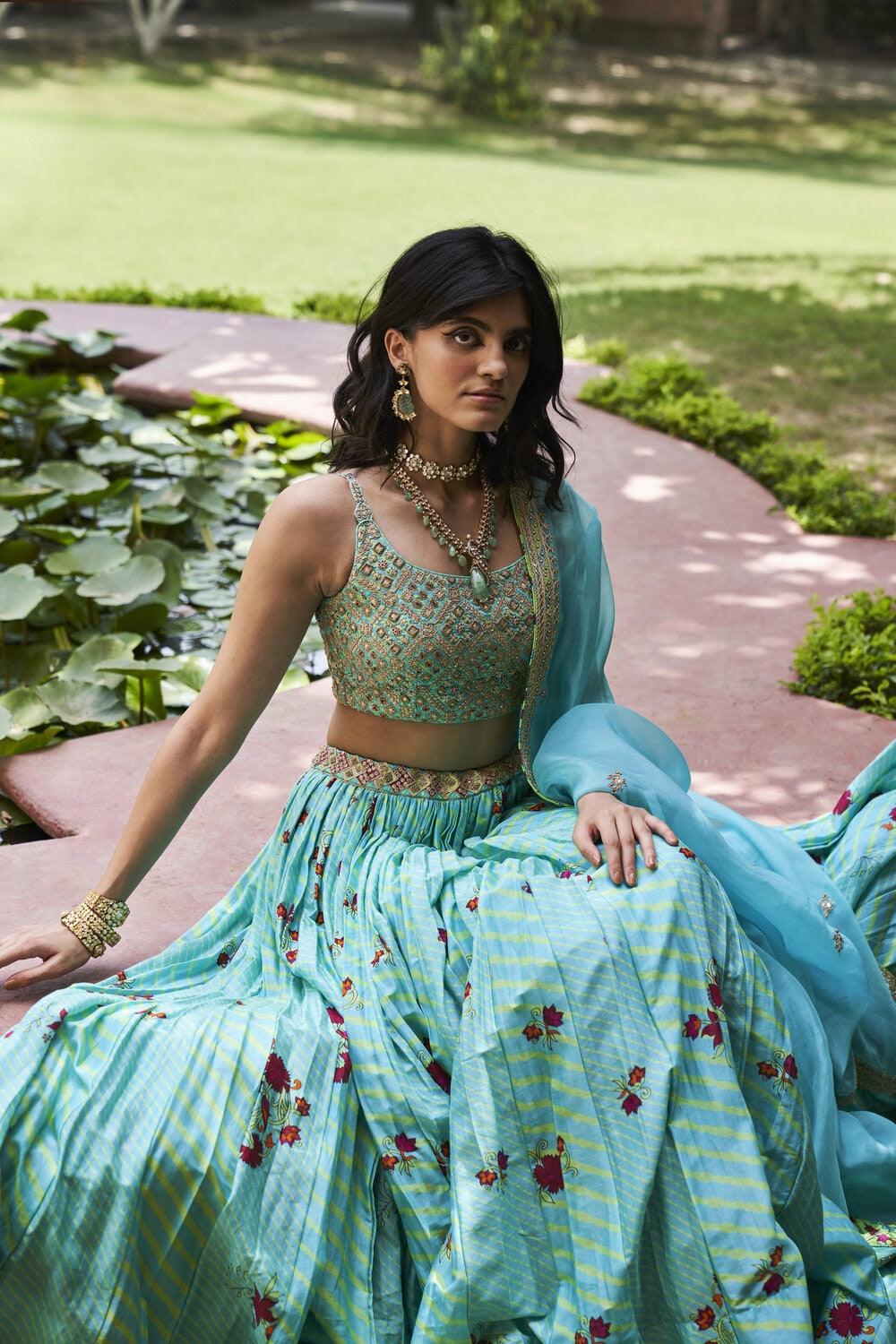 Turquoise  Lehenga Set