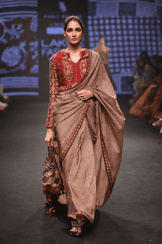 Printed Saree With Full Sleeve Blouse
