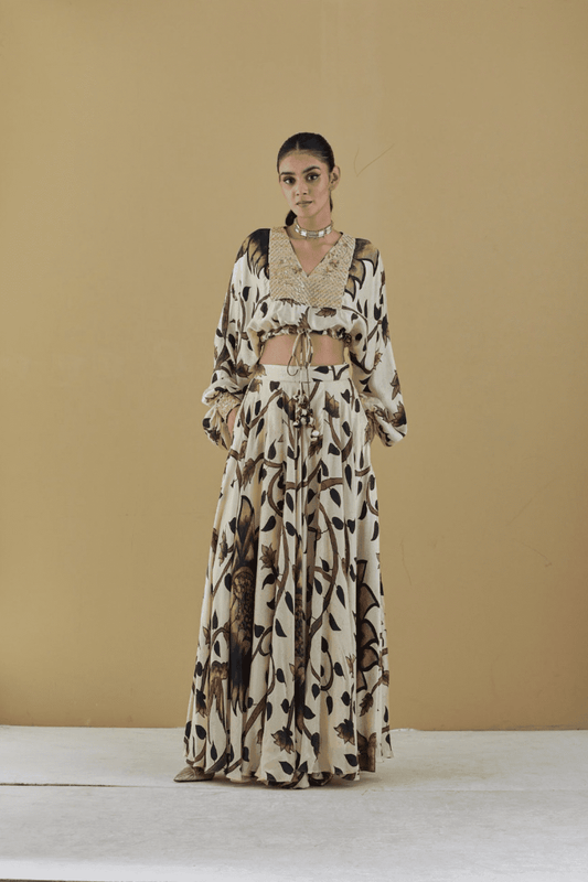 Buttercup Kalamkari Top and Skirt