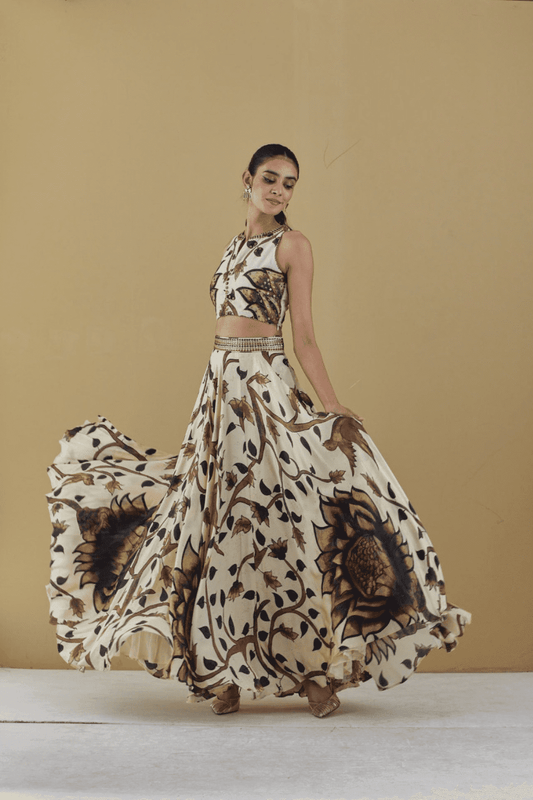 Buttercup Kalamkari Printed Top and Skirt