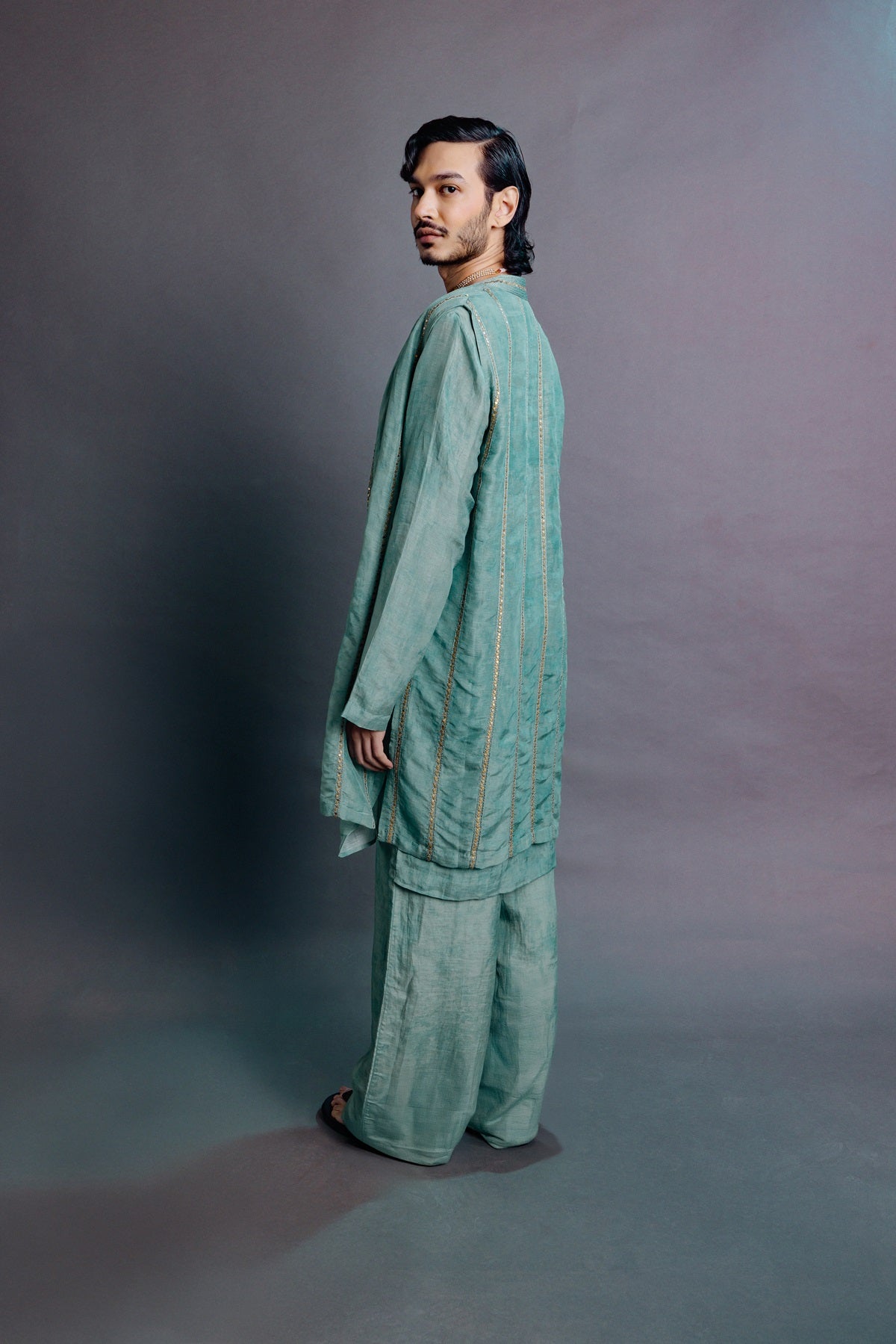 Sage Green Jacket Kurta Set