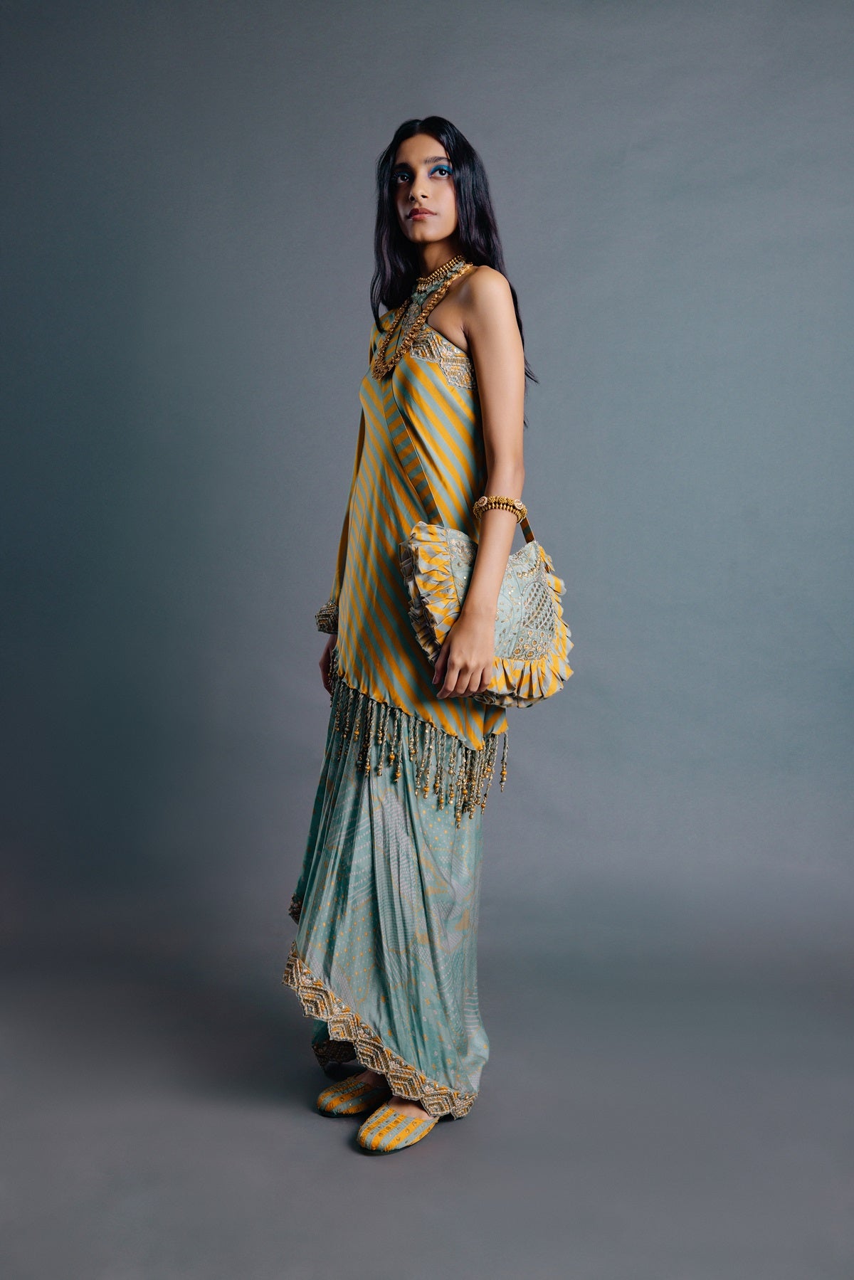 Asymmetric One Shoulder Skirt Set