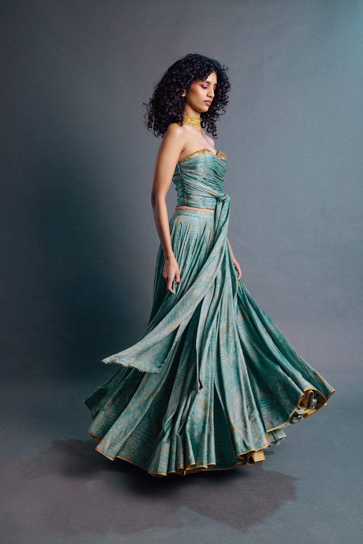Sage Green Corset Skirt Set