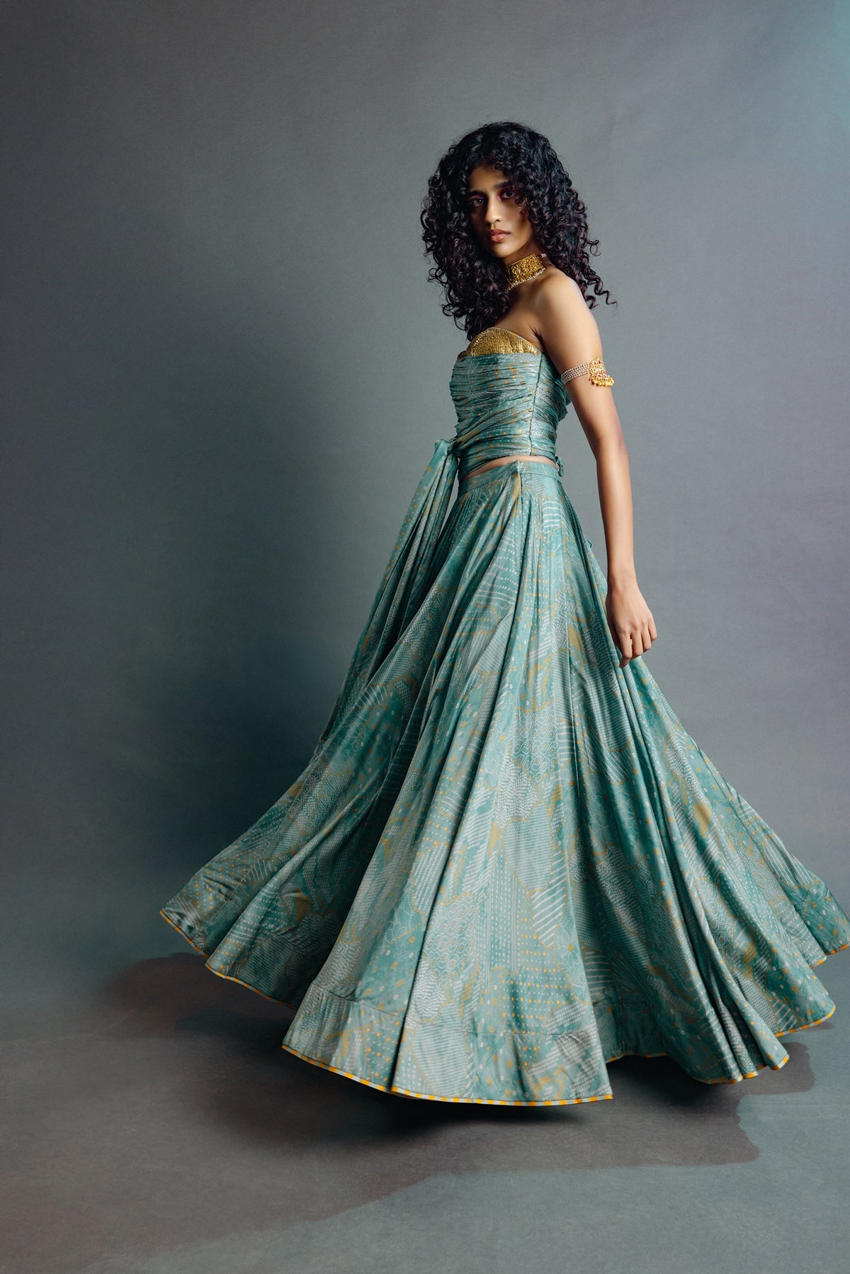 Sage Green Corset Skirt Set