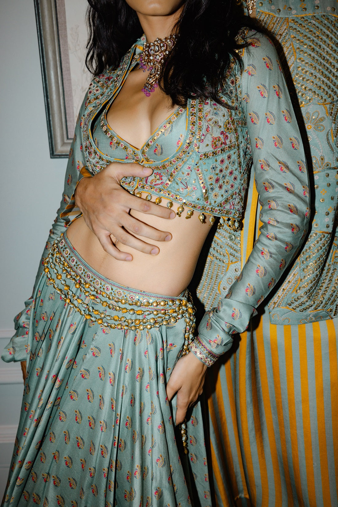 Sage Green Koti Lehenga Set