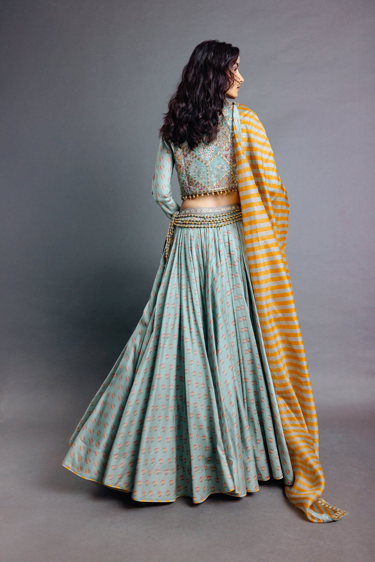 Sage Green Koti Lehenga Set