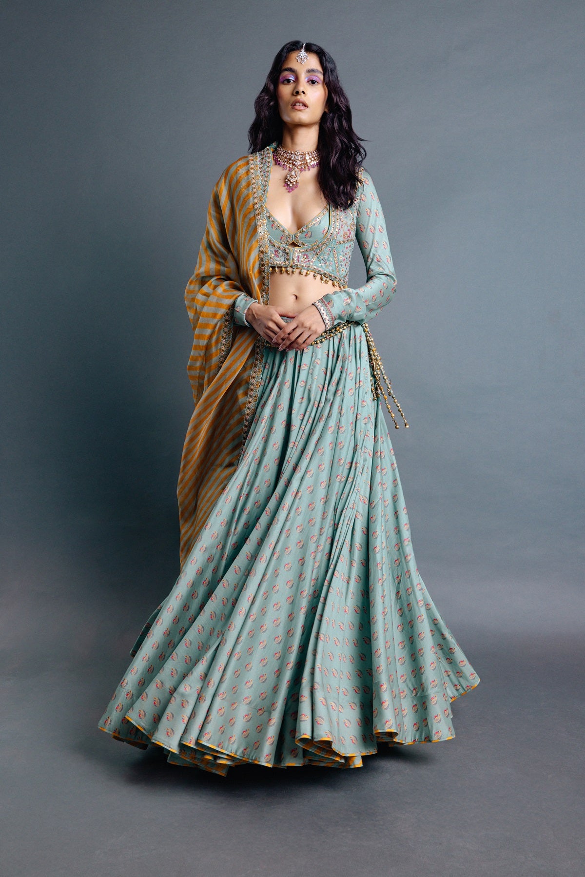 Sage Green Koti Lehenga Set