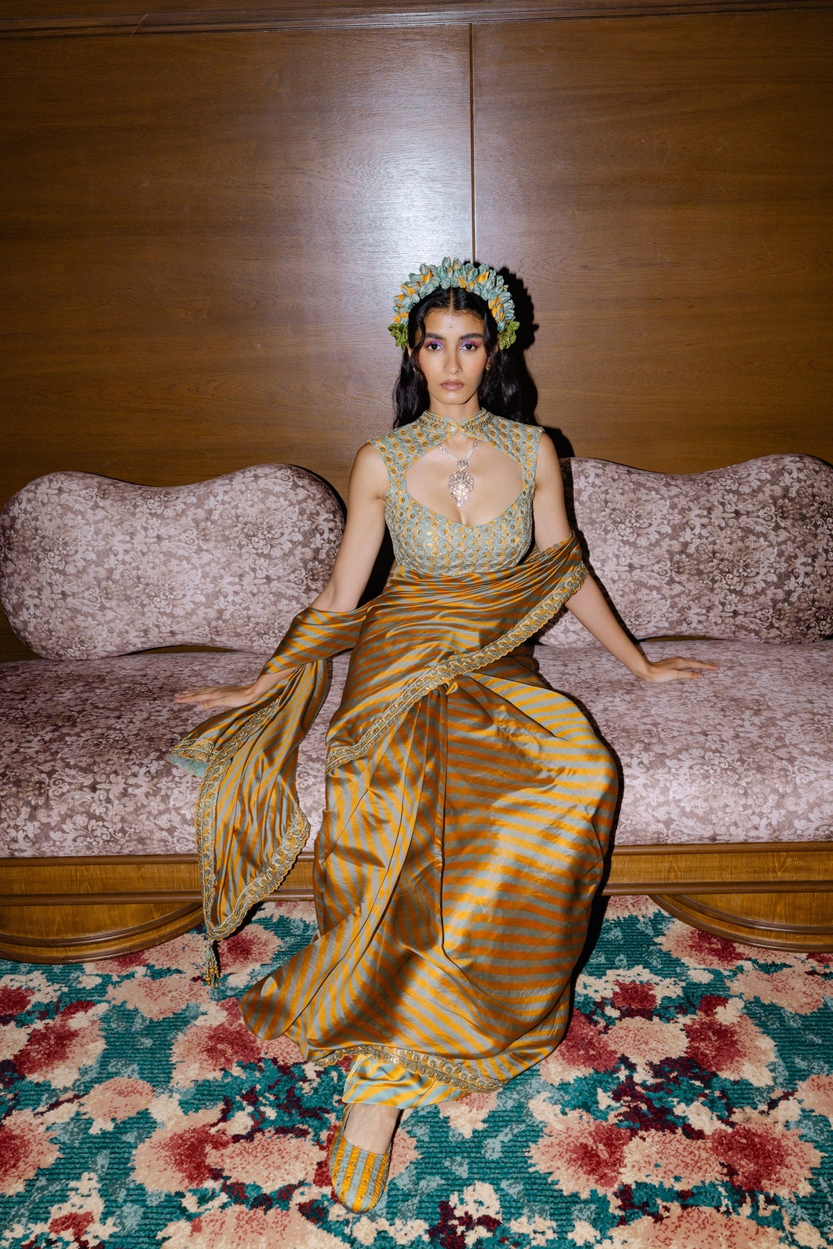 Mustard Saree Set