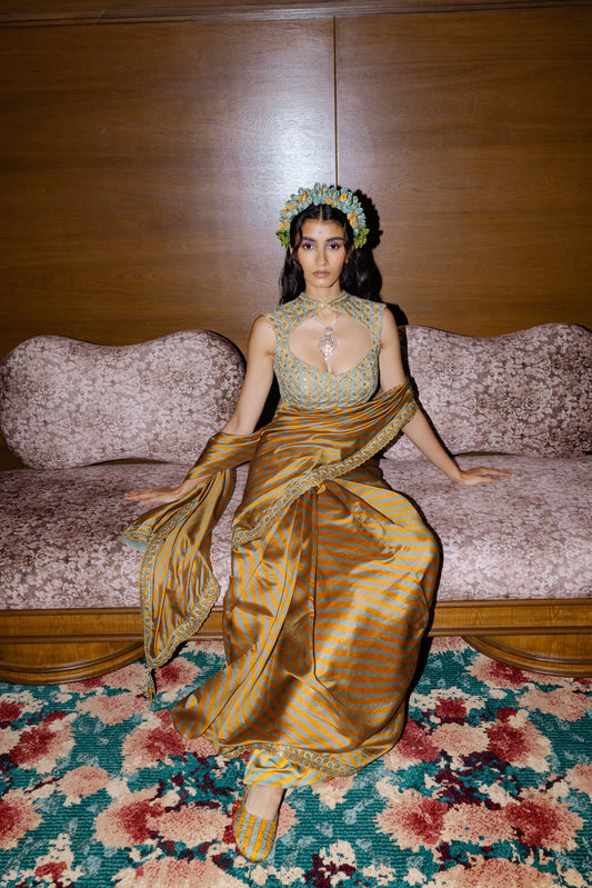 Mustard Saree Set