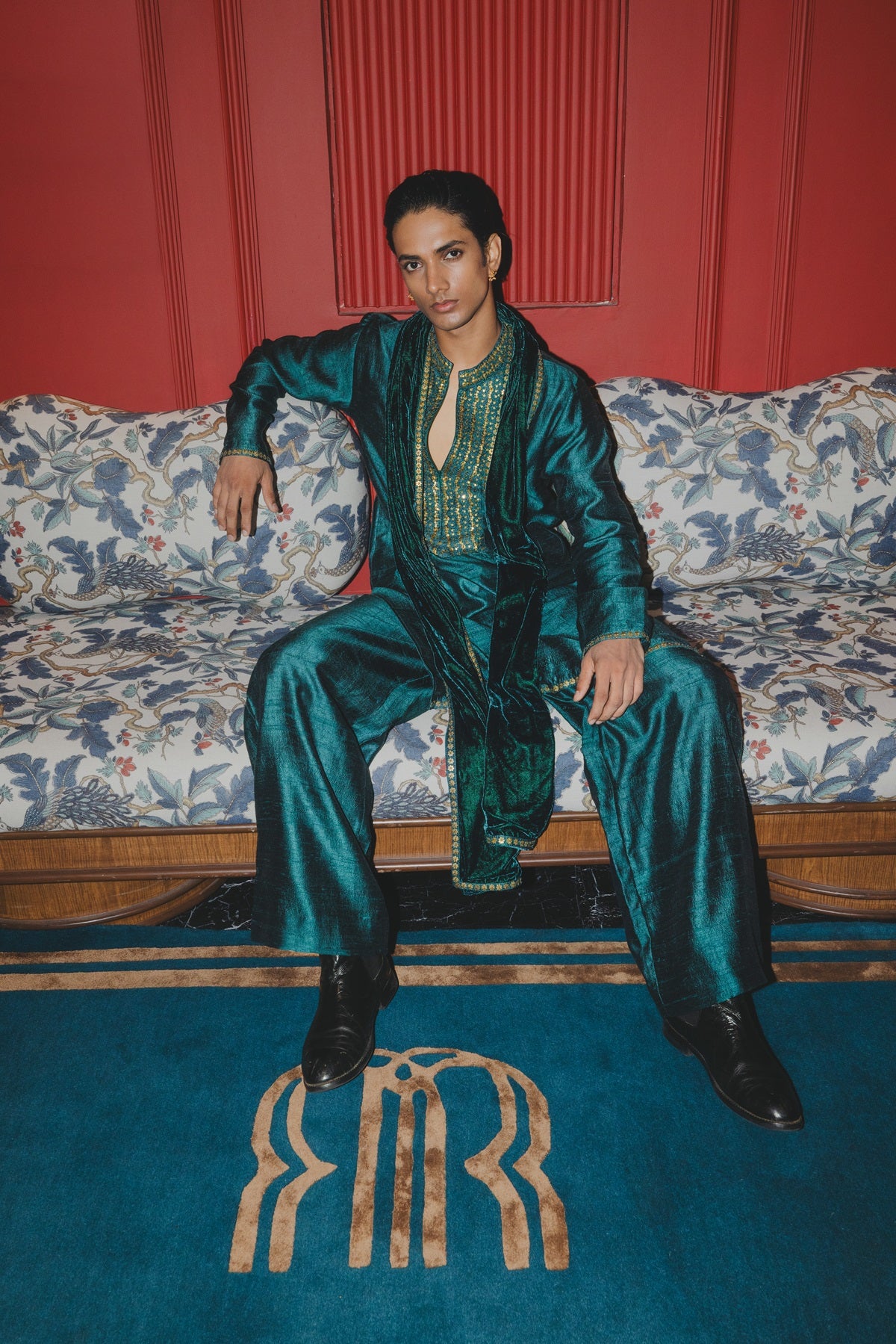Teal Kurta Dushala Set