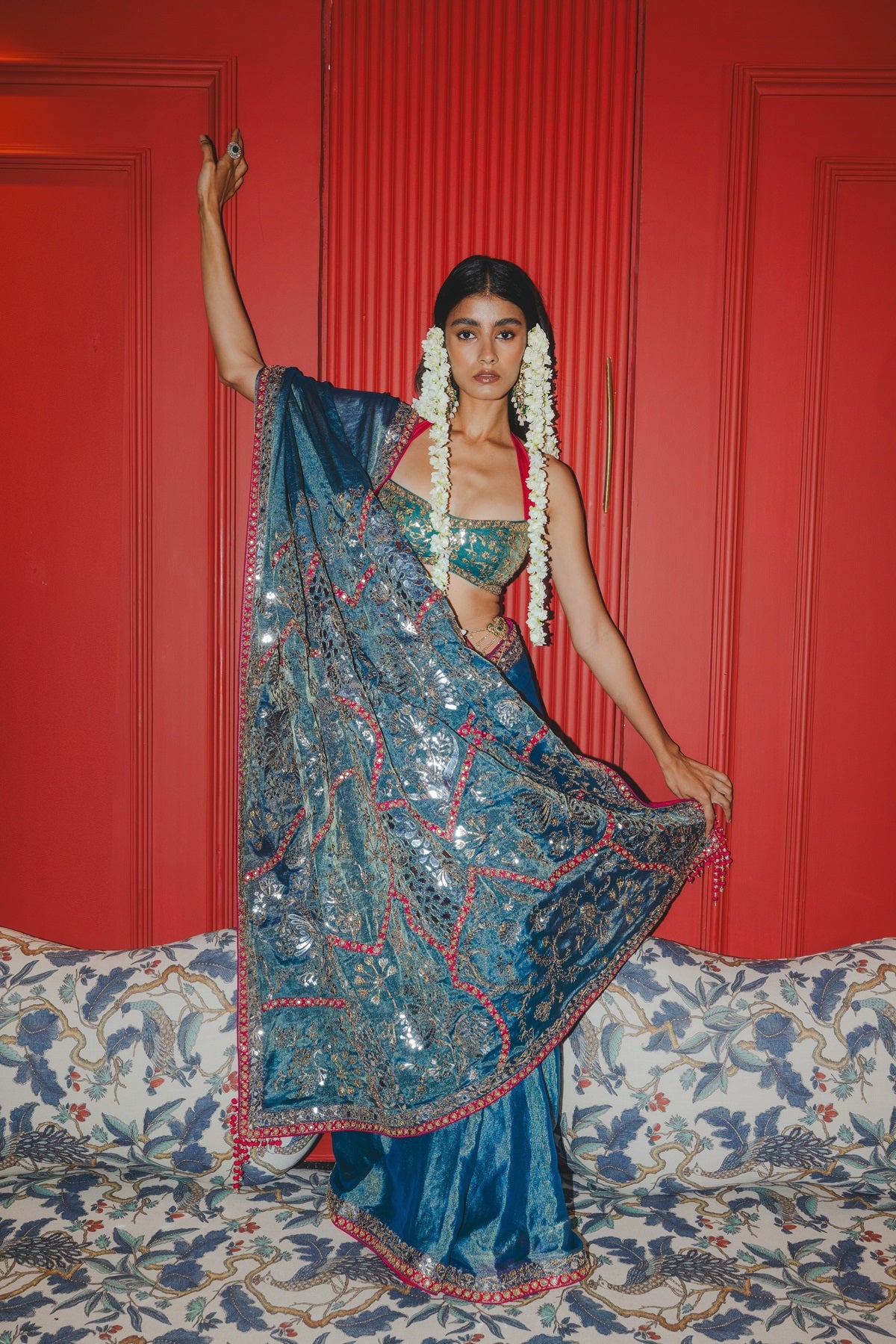 Teal Saree Set