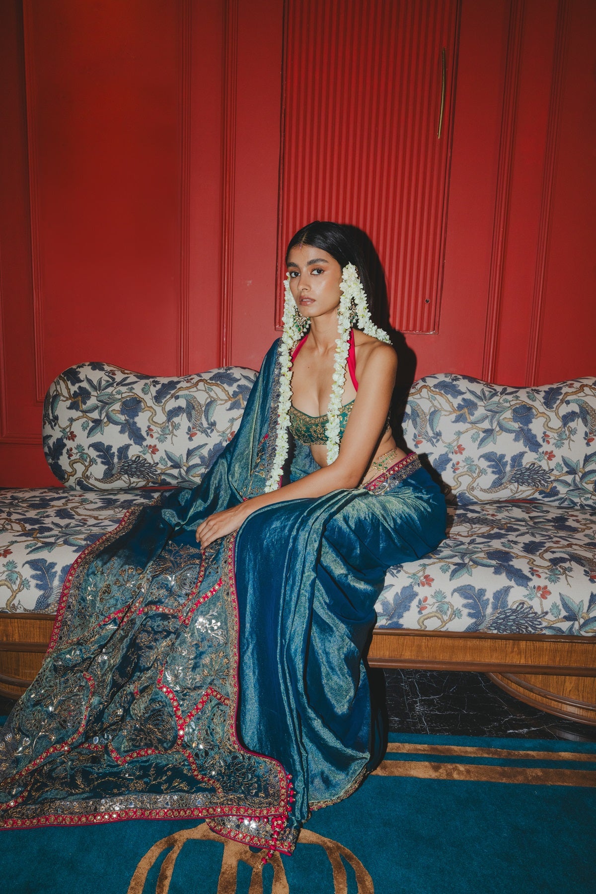 Teal Saree Set