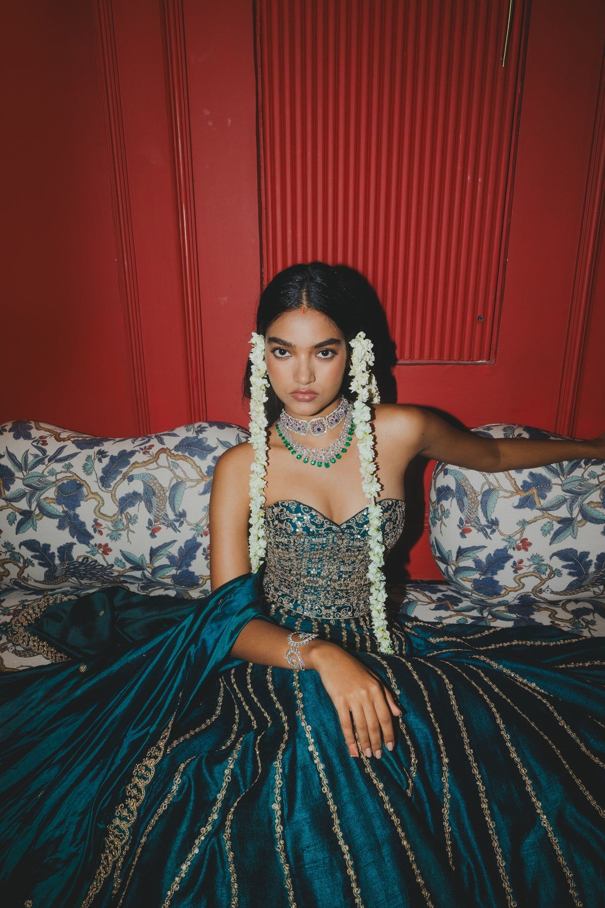 Teal Corset Lehenga Set