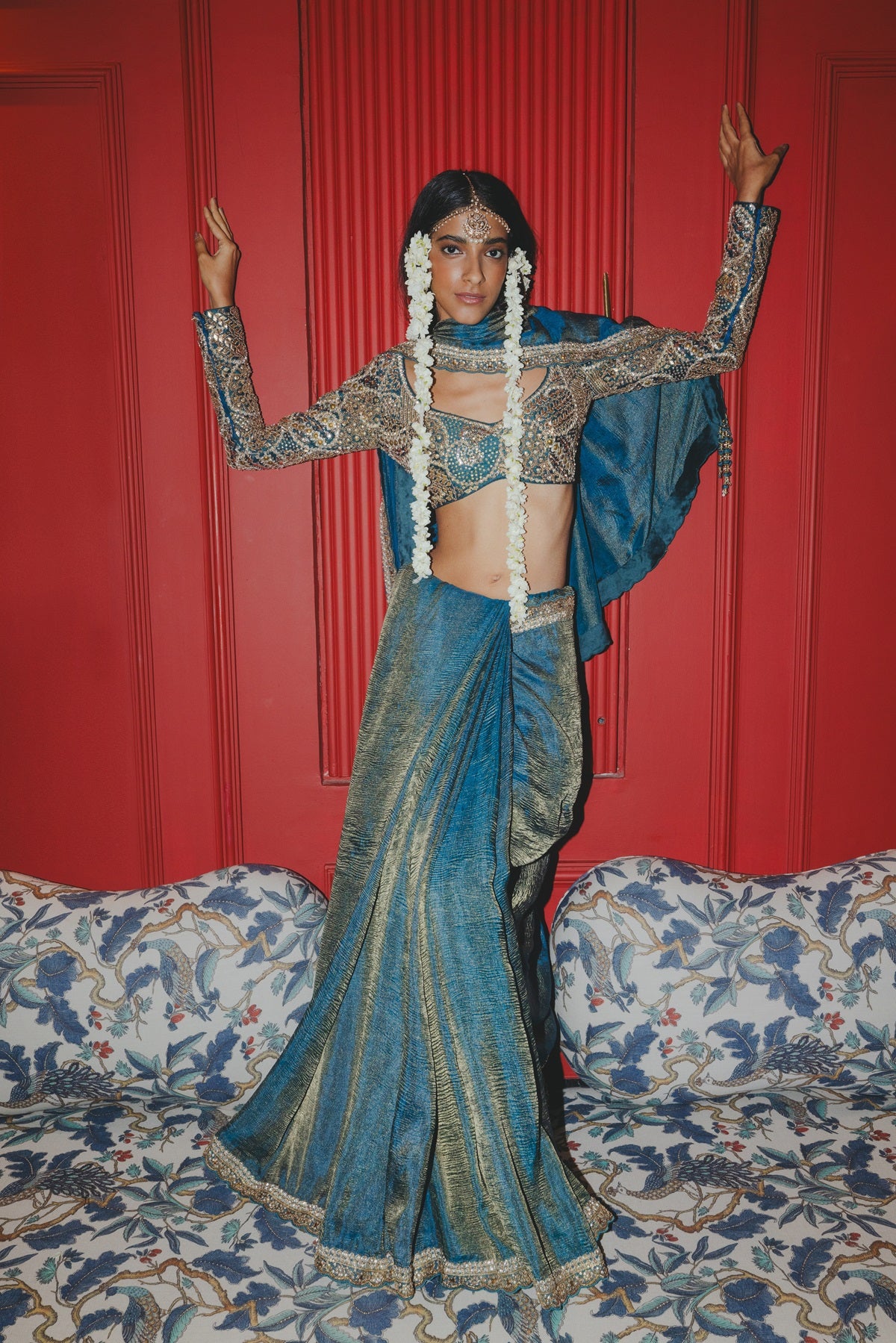 Teal Saree Set
