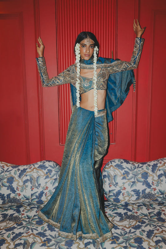Teal Saree Set