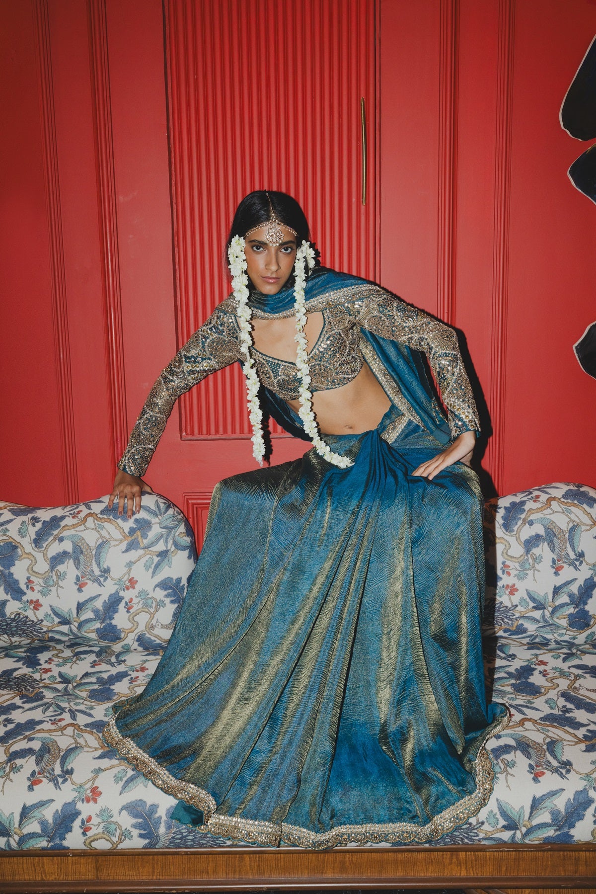 Teal Saree Set