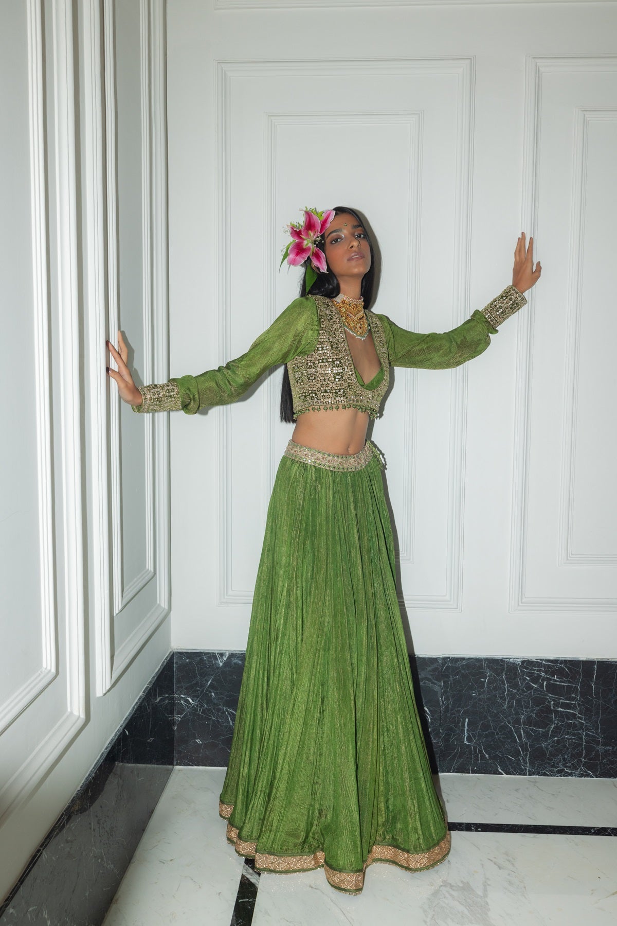 Crushed Lehenga set