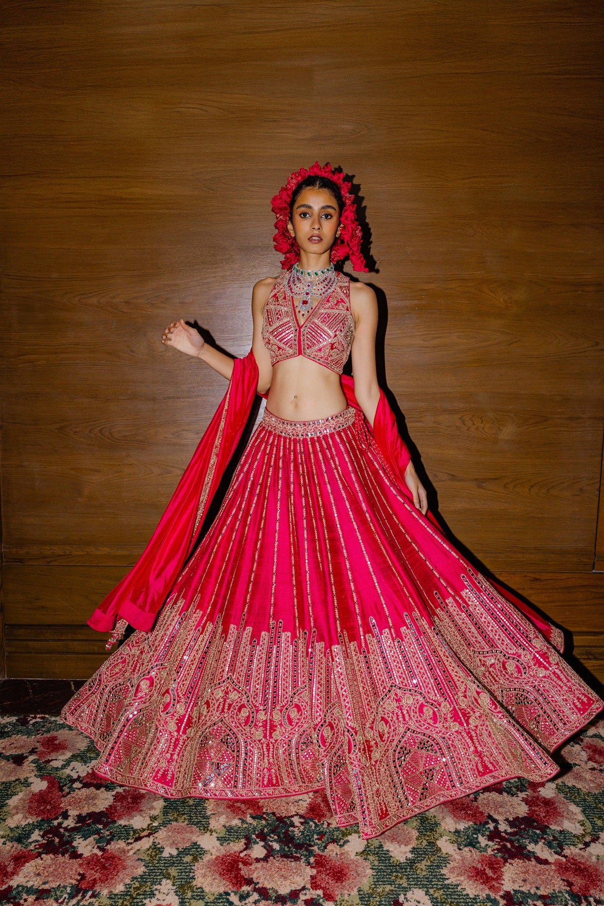 Raspberry Lehenga Set