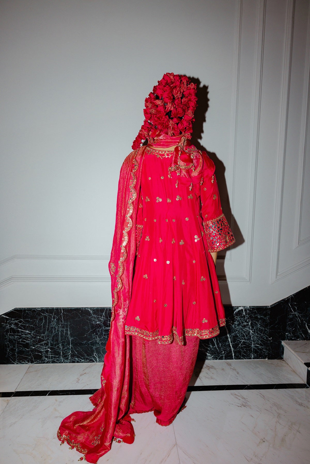 Raspberry Short Anarkali set