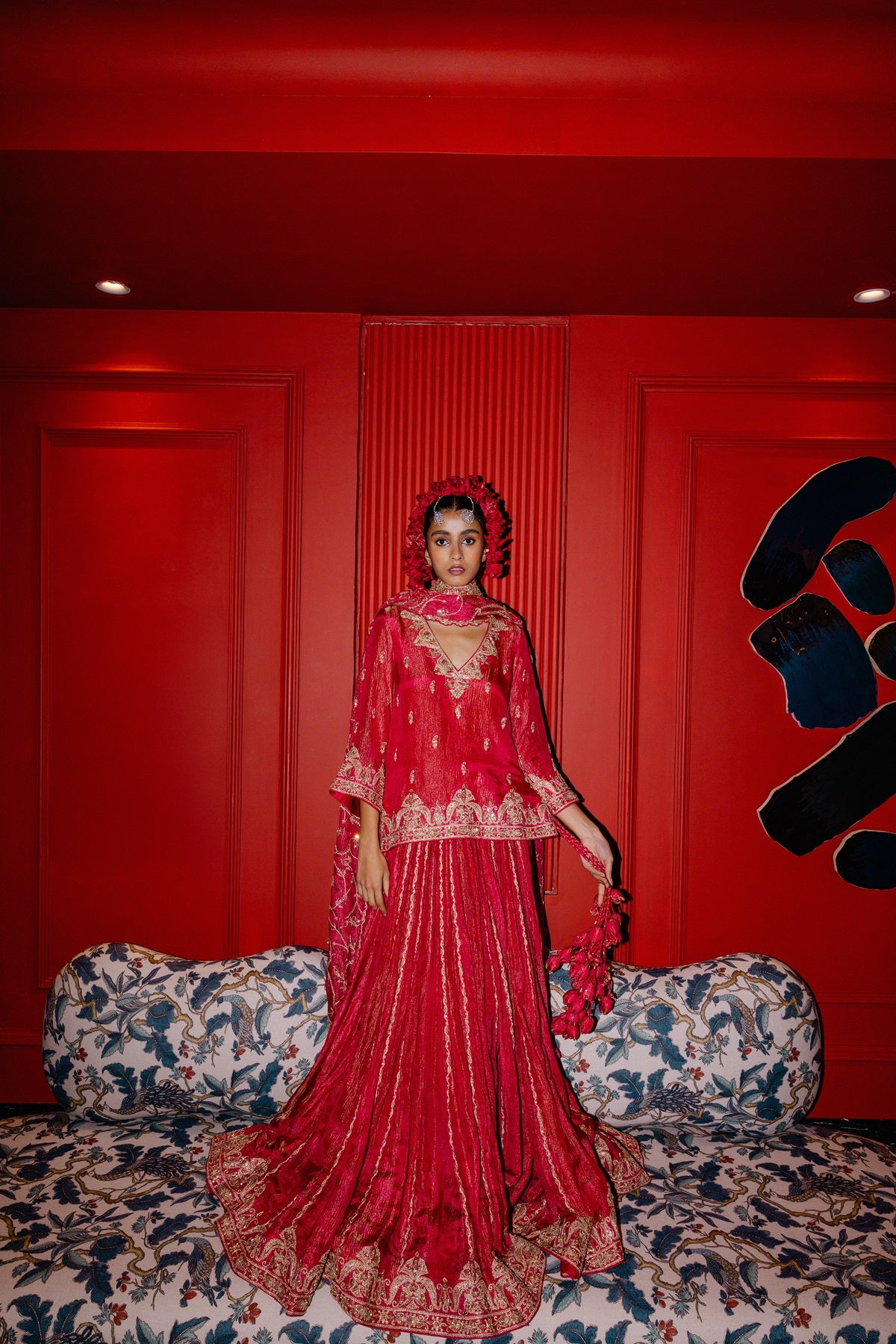 Raspberry Lehenga Set