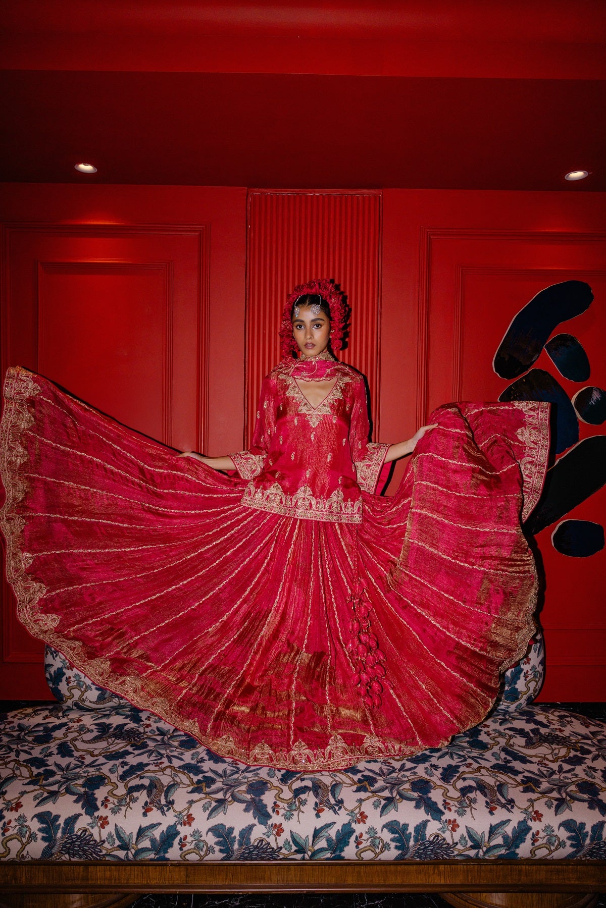 Raspberry Lehenga Set