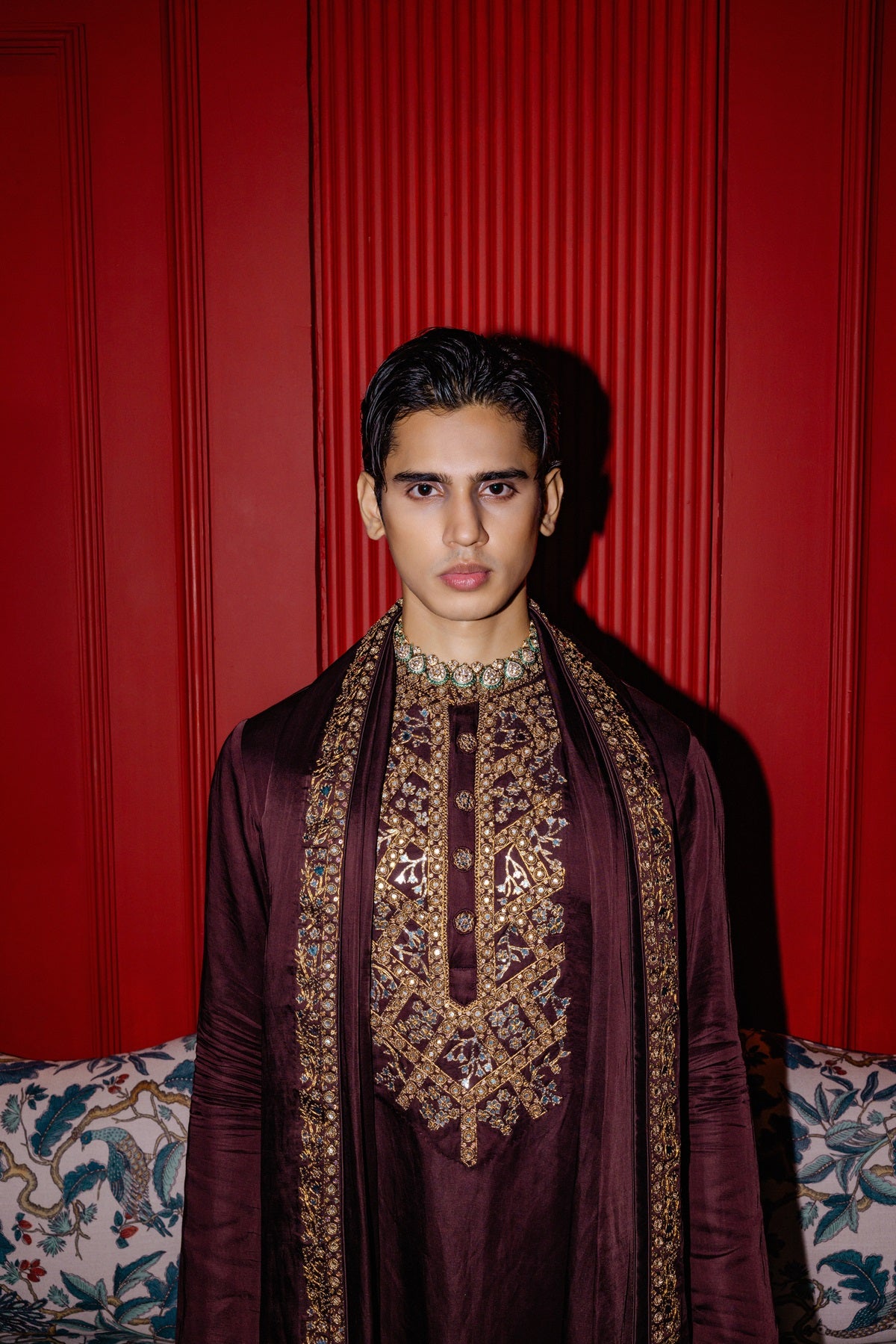 Brown Foil Kurta Set