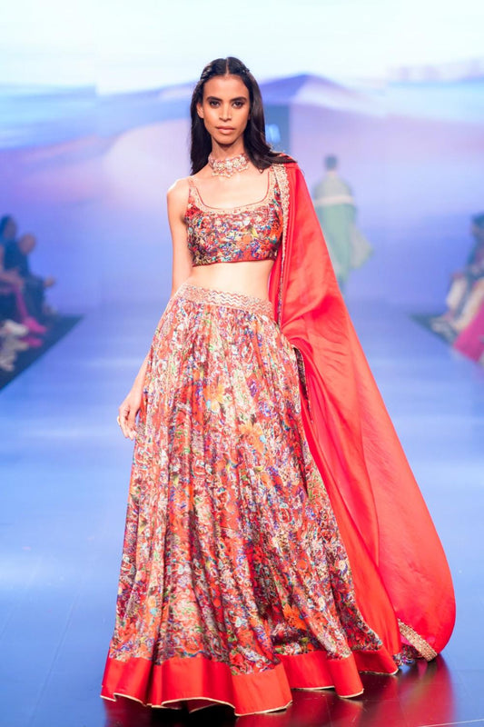 Surkh Laal  Lehenga Set