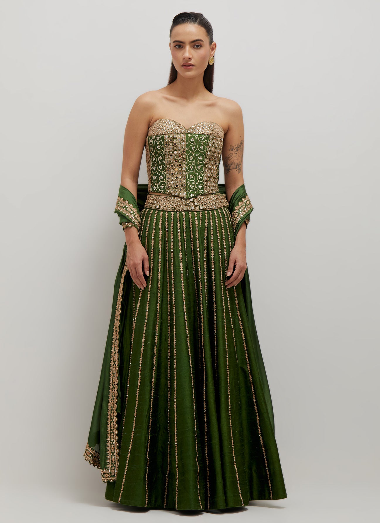 Kaccha Aam  Corset Lehenga Set