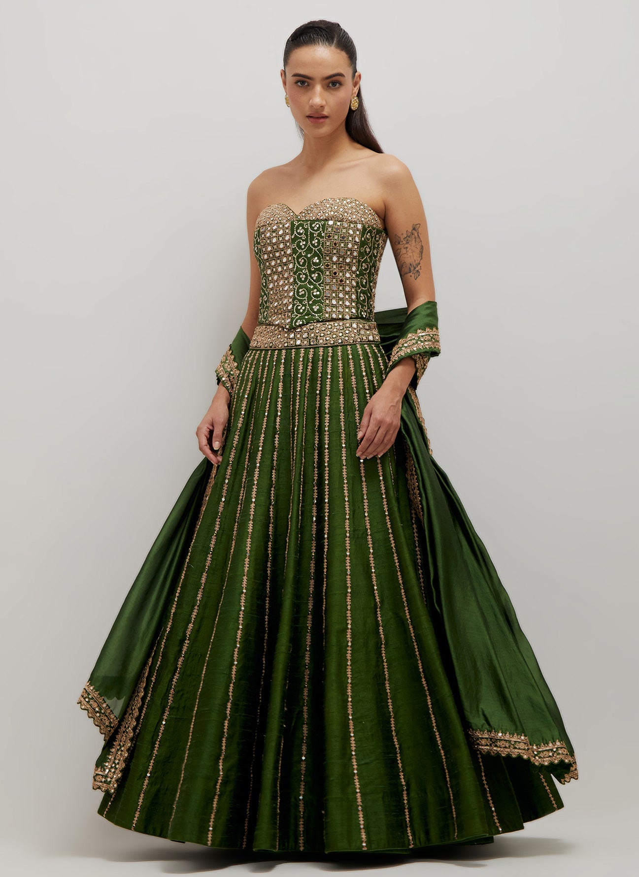 Kaccha Aam  Corset Lehenga Set