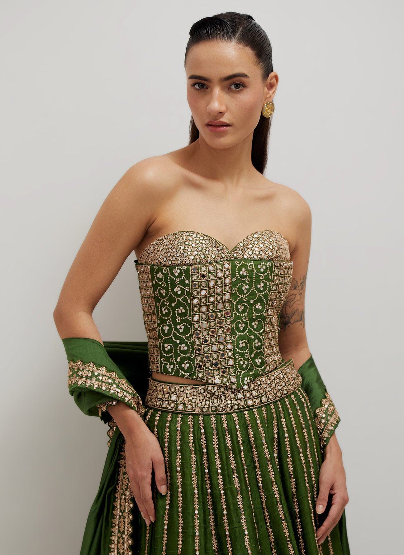 Kaccha Aam  Corset Lehenga Set