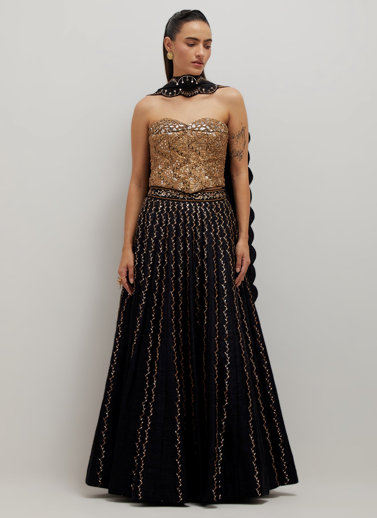 Black Corset Lehenga Set