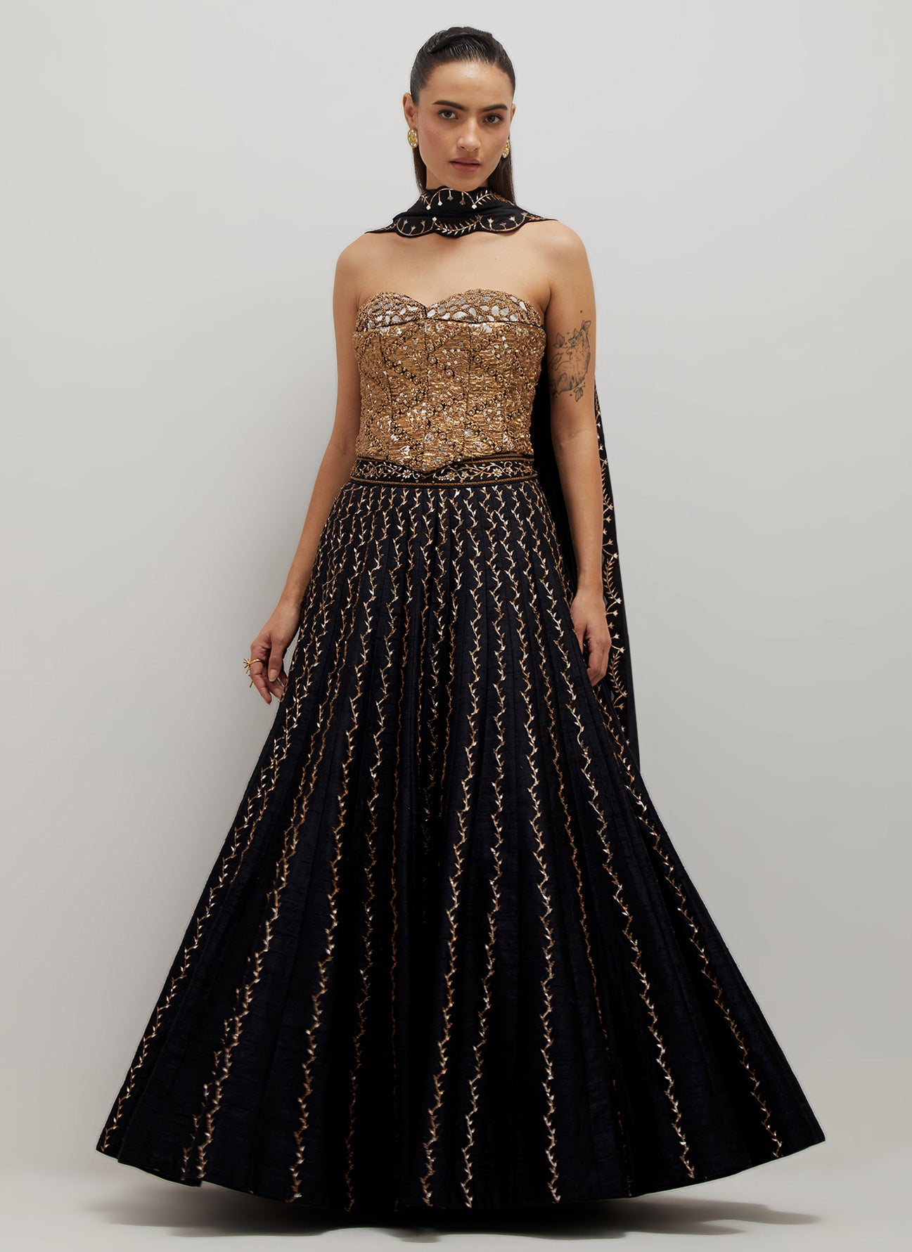 Black Corset Lehenga Set