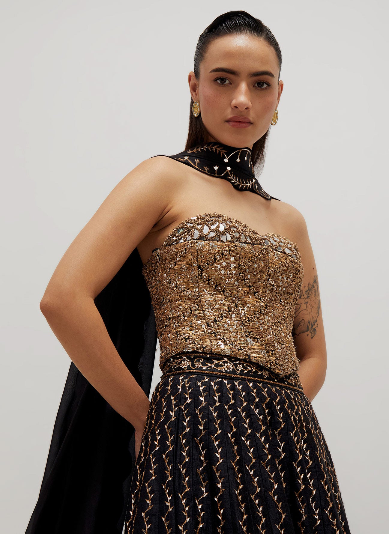 Black Corset Lehenga Set