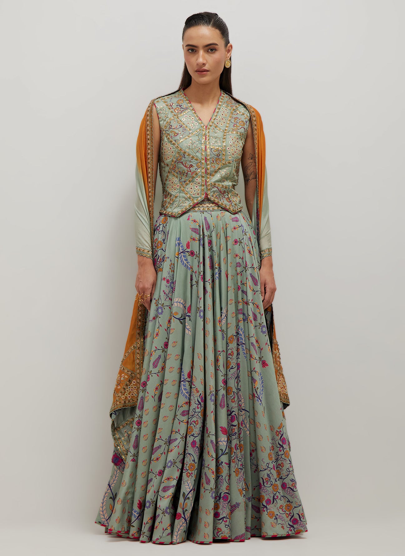 Moh waistcoat Lehenga Set