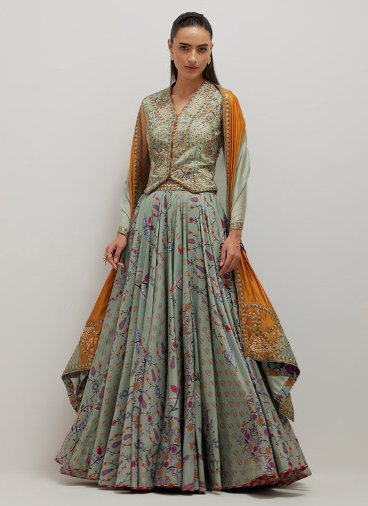 Moh waistcoat Lehenga Set