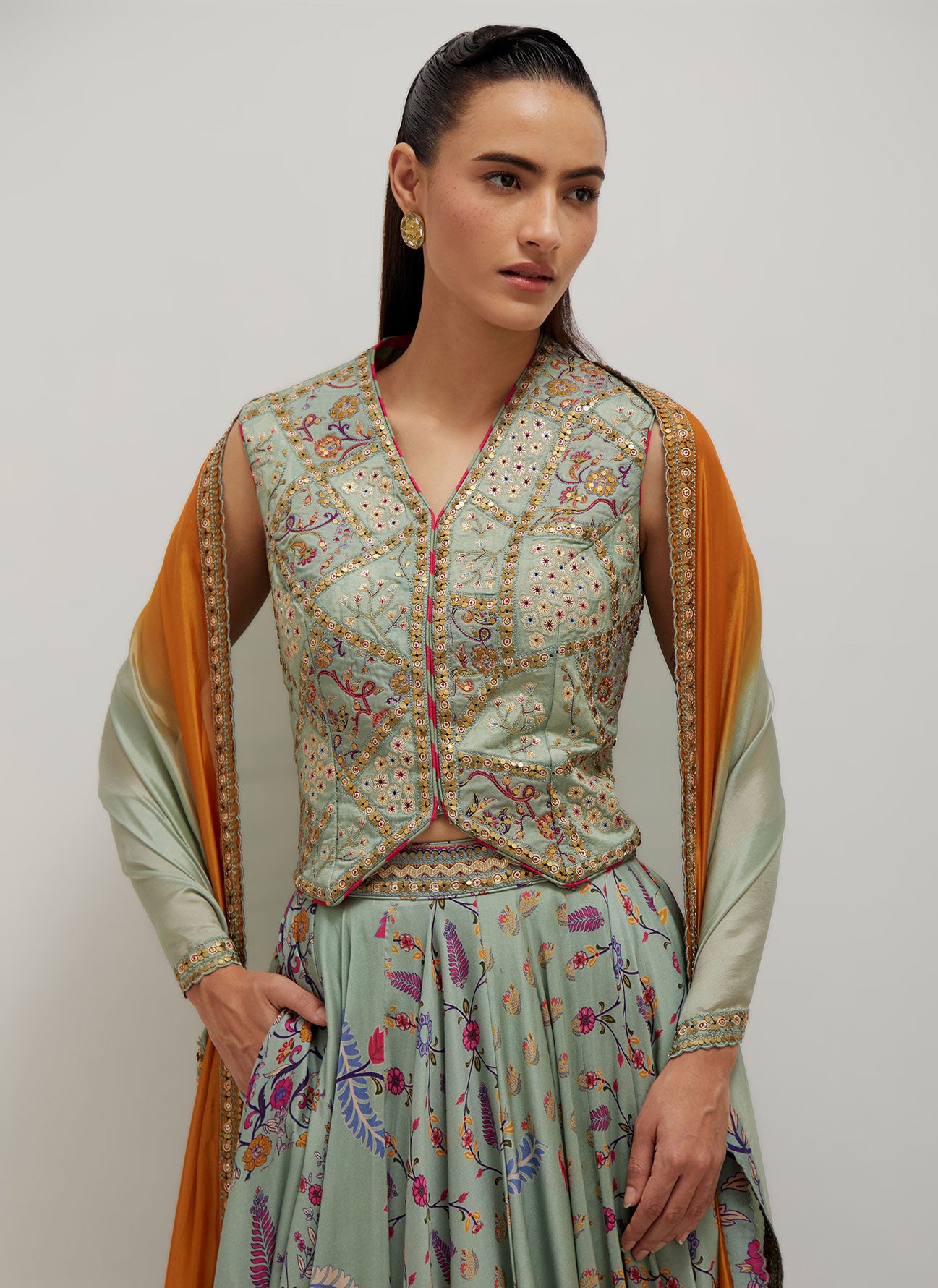 Moh waistcoat Lehenga Set
