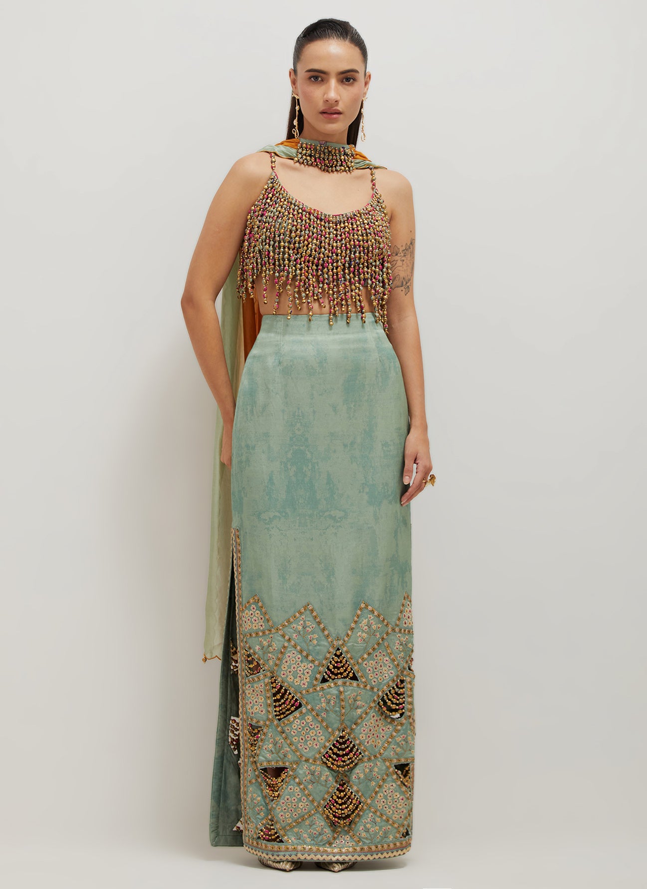 Sage Pencil  Skirt Set