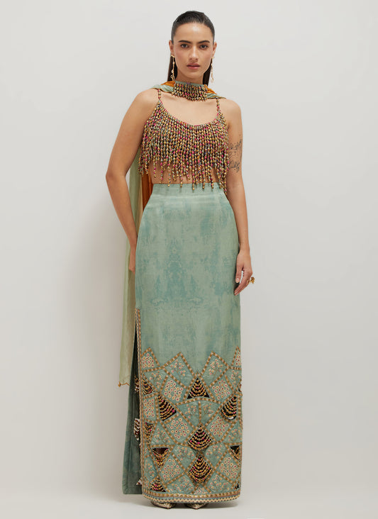 Sage Pencil  Skirt Set