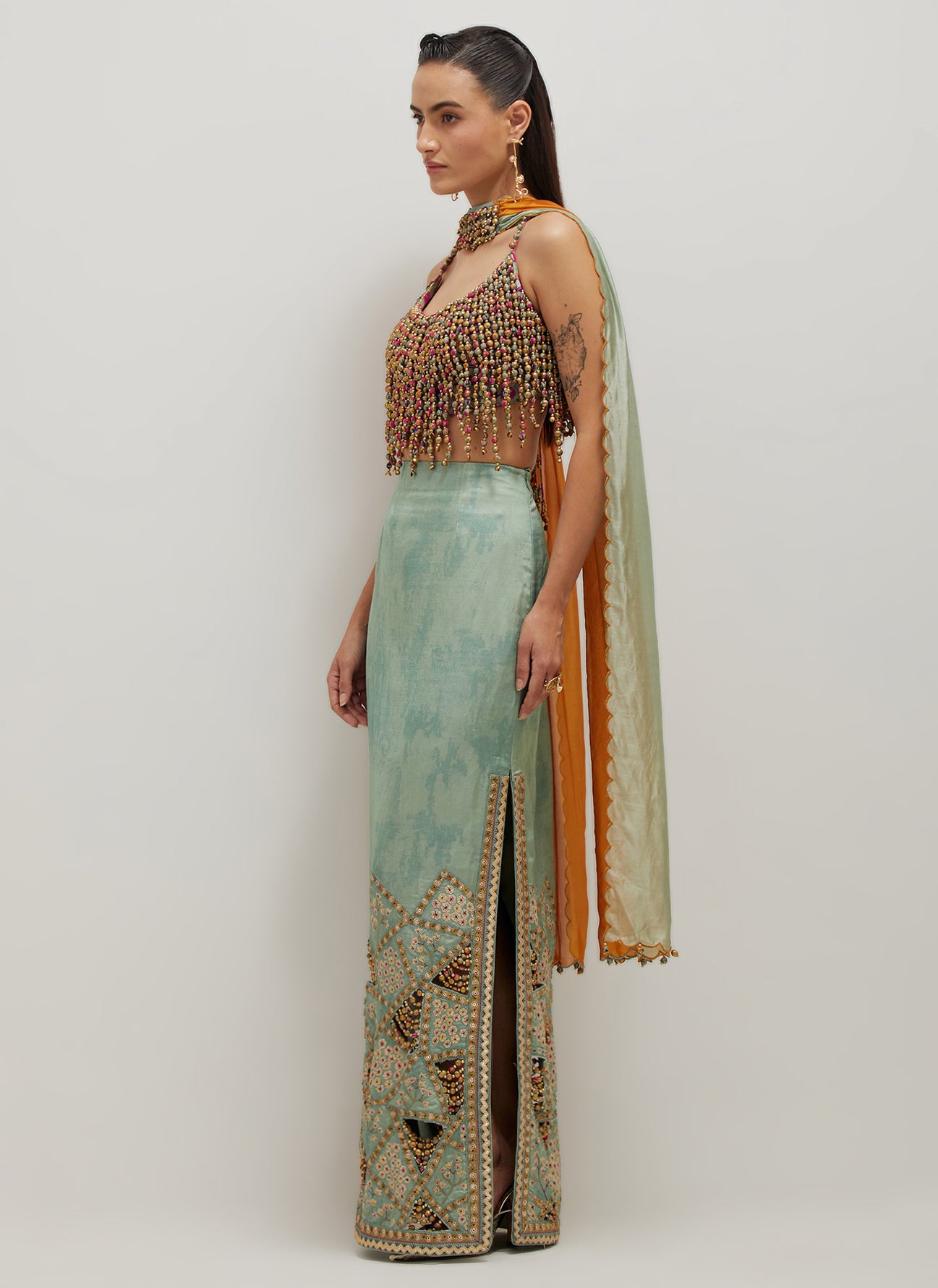 Sage Pencil  Skirt Set