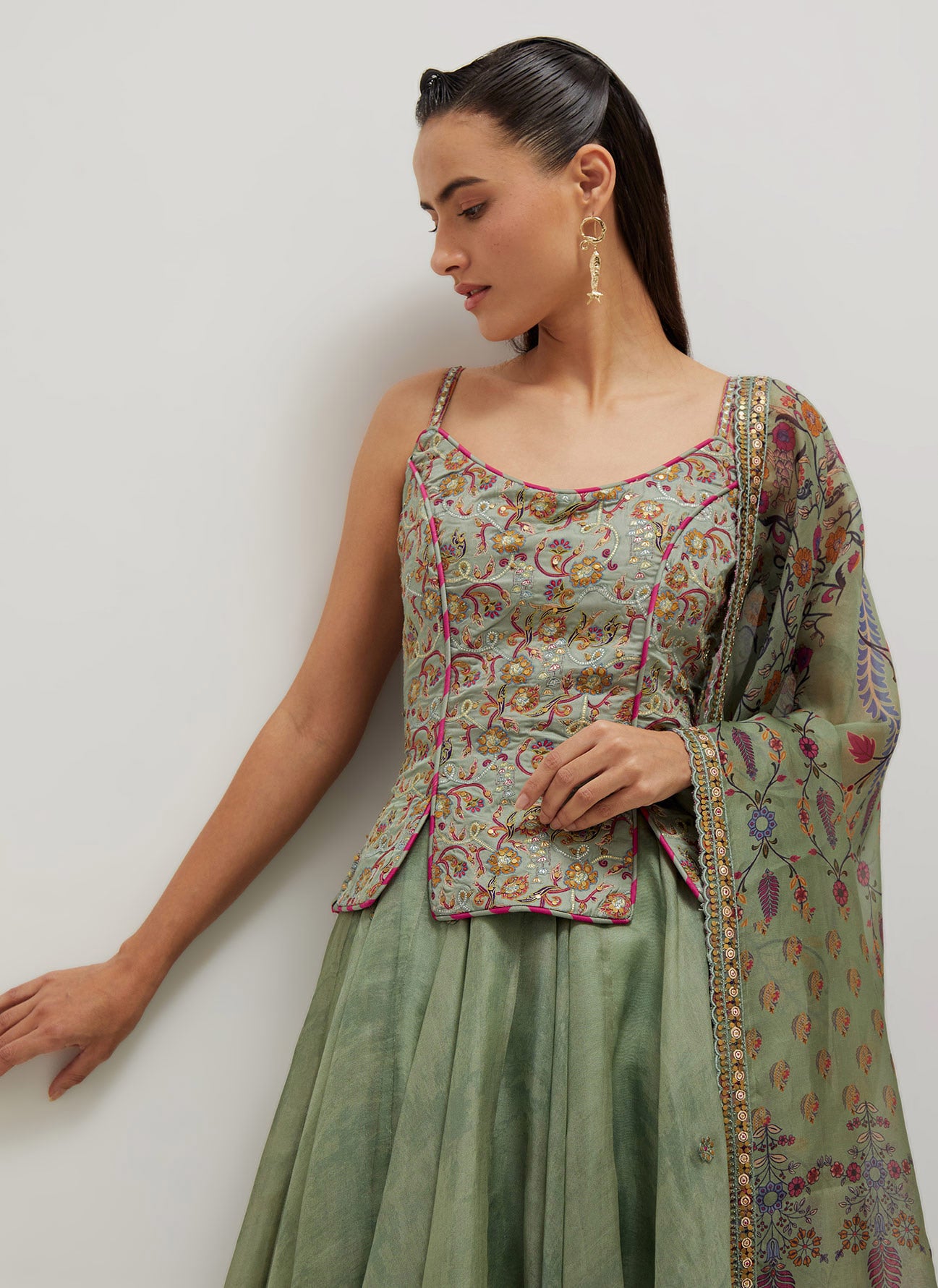 Moh Corset Lehenga Set