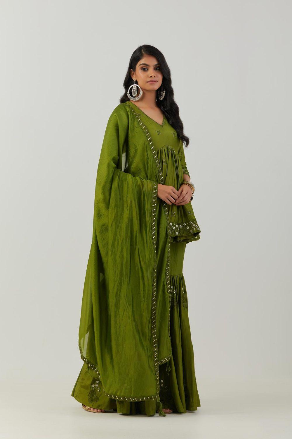Olive Green Kedia Set