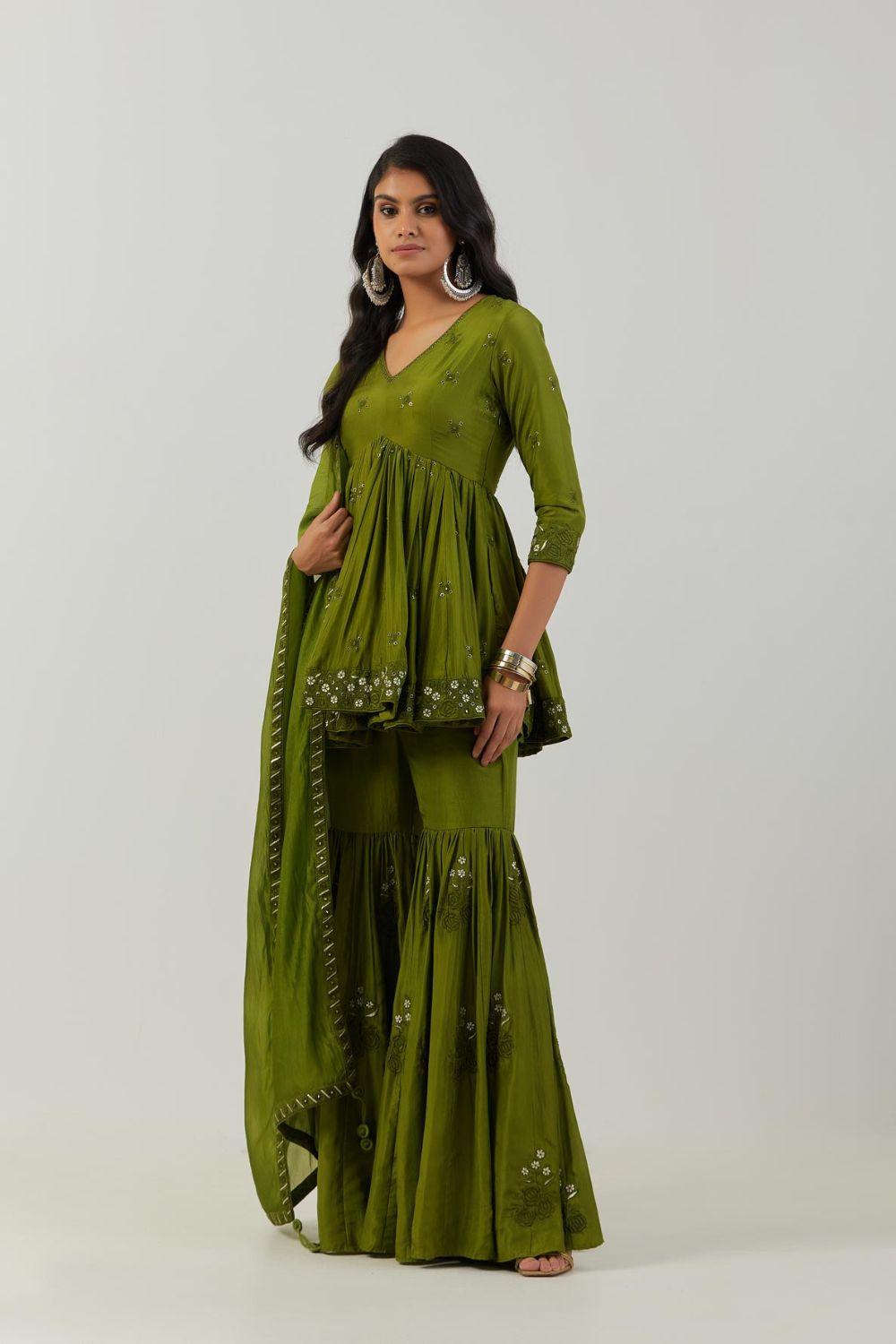 Olive Green Kedia Set