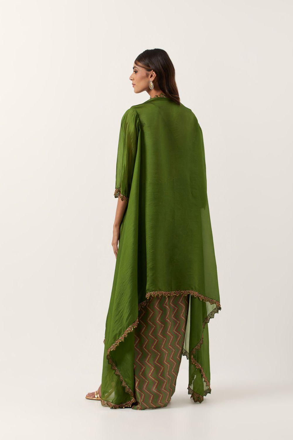 Pickle Green Draped Skirt  Set