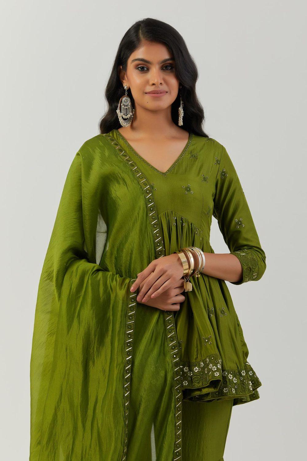 Olive Green Kedia Set