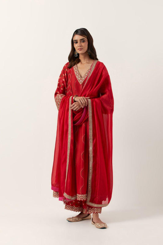 Classic V Neck Anarkali Kurta Set