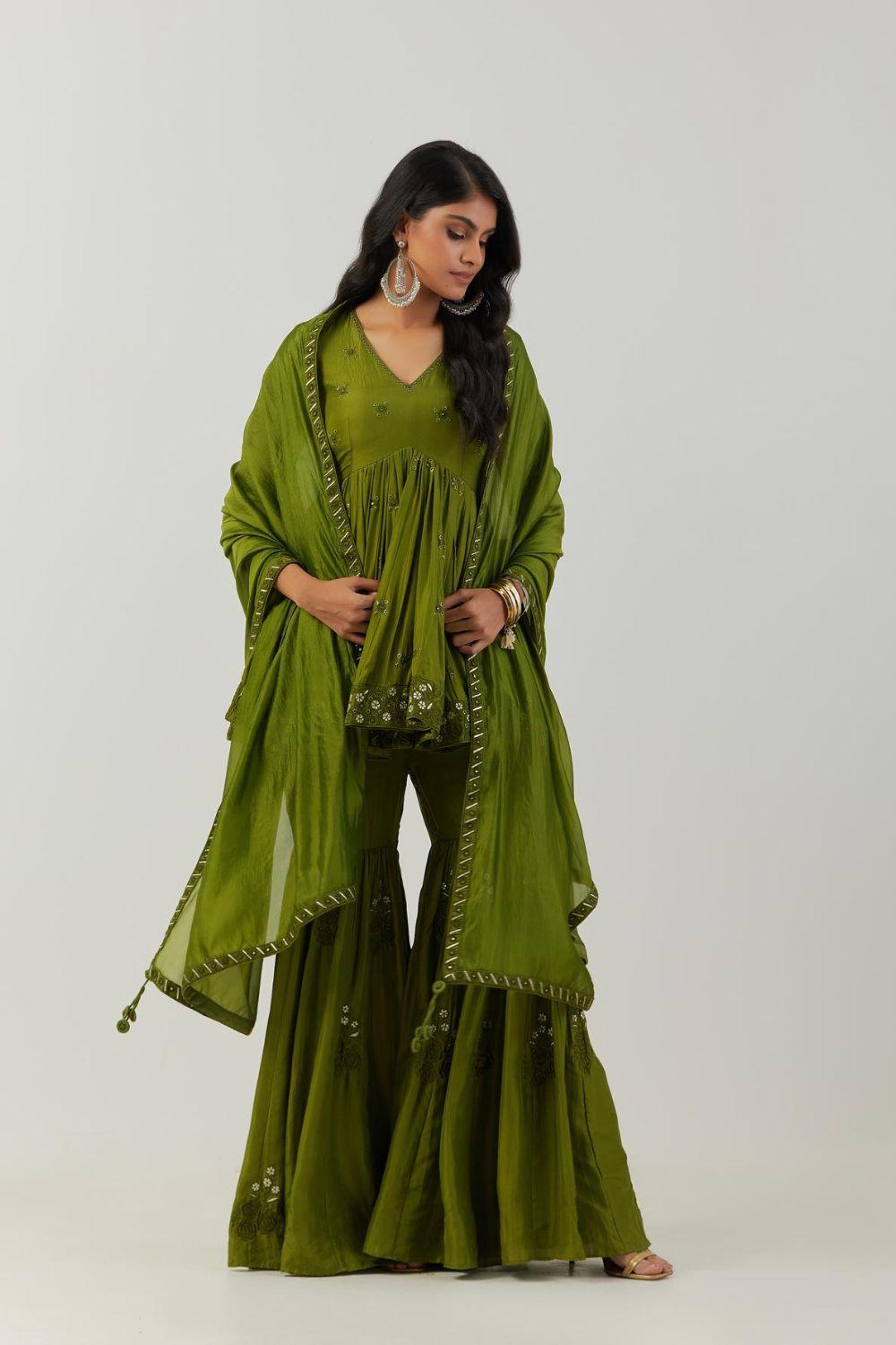 Olive Green Kedia Set