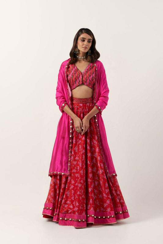 Surkh Laal  Lehenga with Blouse And Dupatta