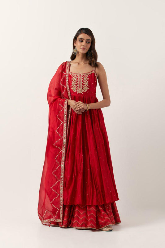 Surkh Laal Strappy Anarkali  Set